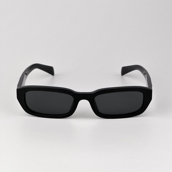 Prada PRB06S Sunglasses – Black Rectangle Frame Grey Lenses | Model 16K08Z - Picture 1 of 12